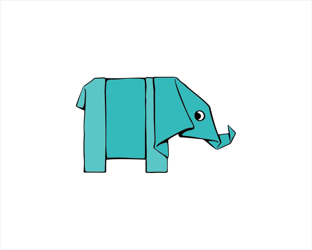 blue elephant with origami folds
