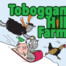 Tobaggan Hill Farm with sheep, pig, goat, and chicken sledding down a hill